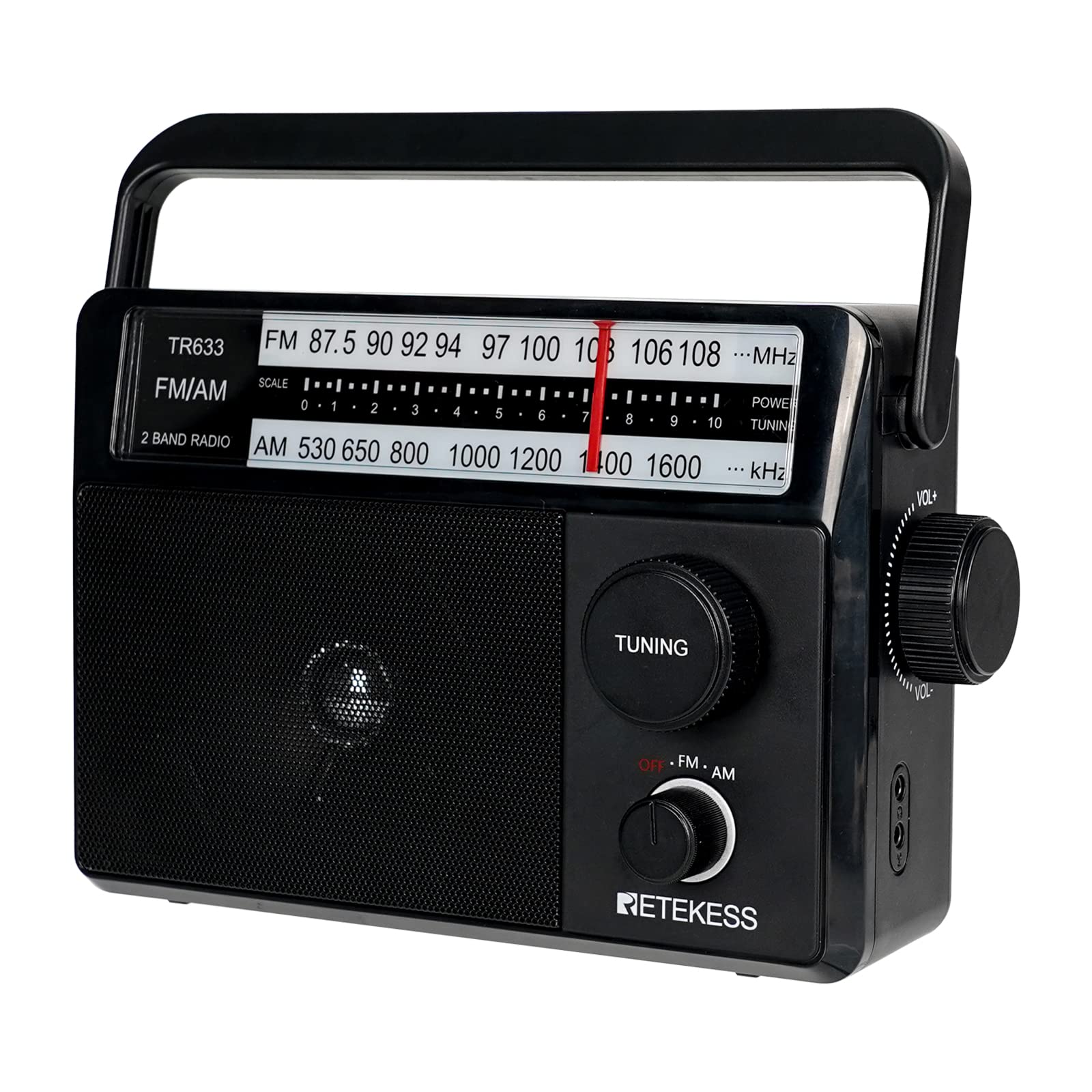 Retekess TR633 Portable AM FM Radio with Large Speaker and Headphone Jack