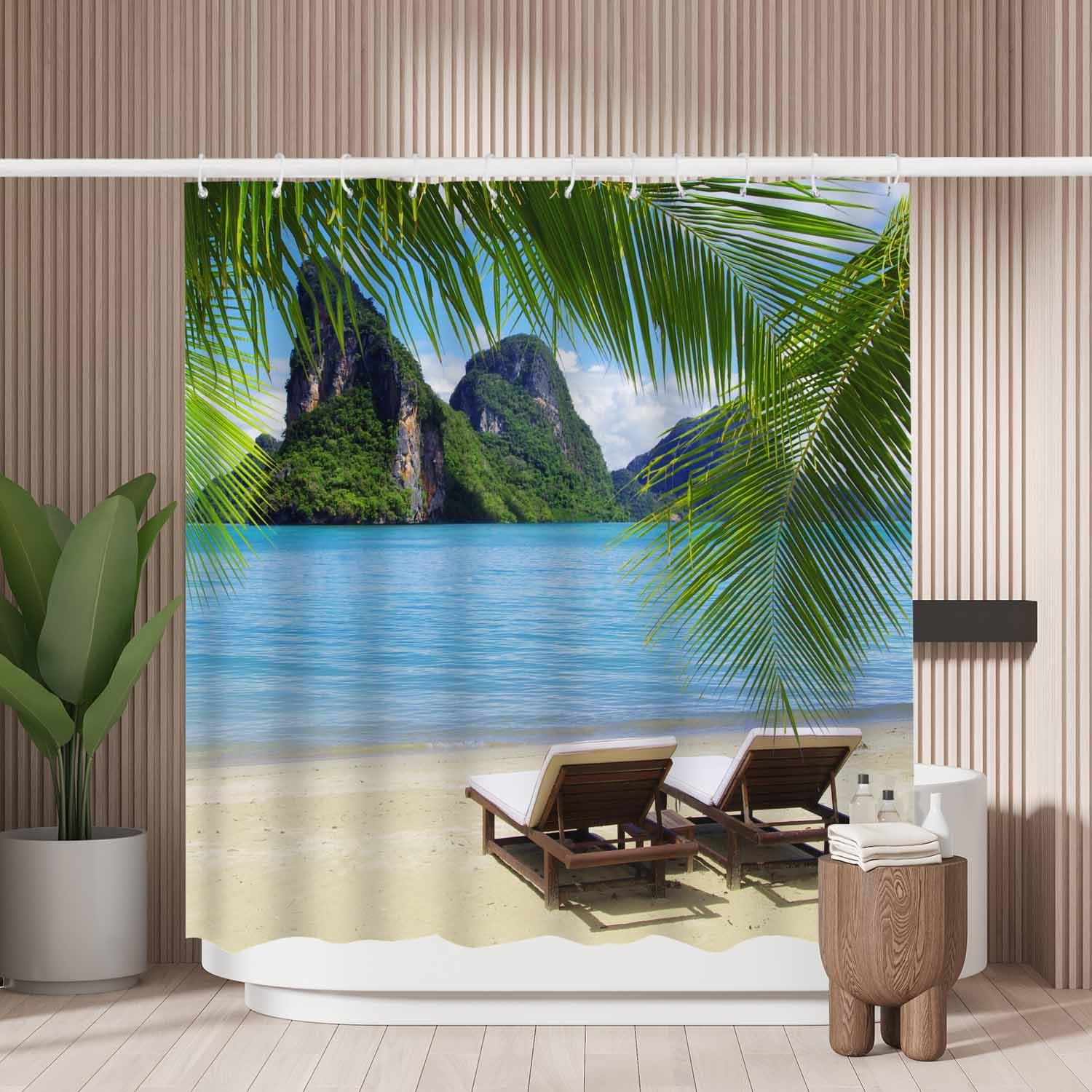 Woutay Summer Sea Beach Shower Curtain | Mold Resistant Polyester Fabric
