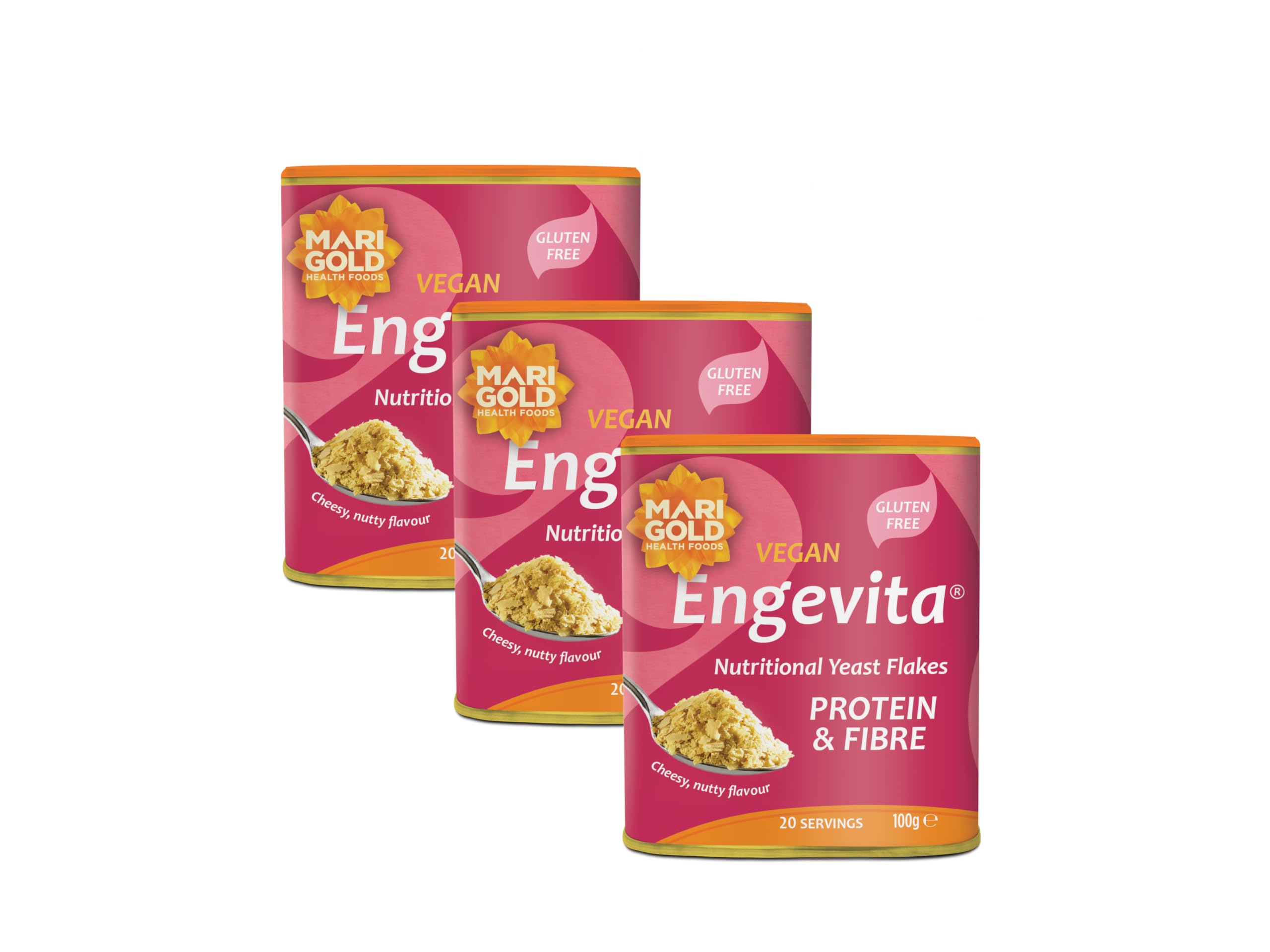 Marigold Engevita Nutritional Yeast Flakes - Vegan & Gluten Free - 3x100g