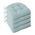 FlyGulls Non-Slip Dining Chair Cushions - Set of 4 Tufted Faux Linen Pads