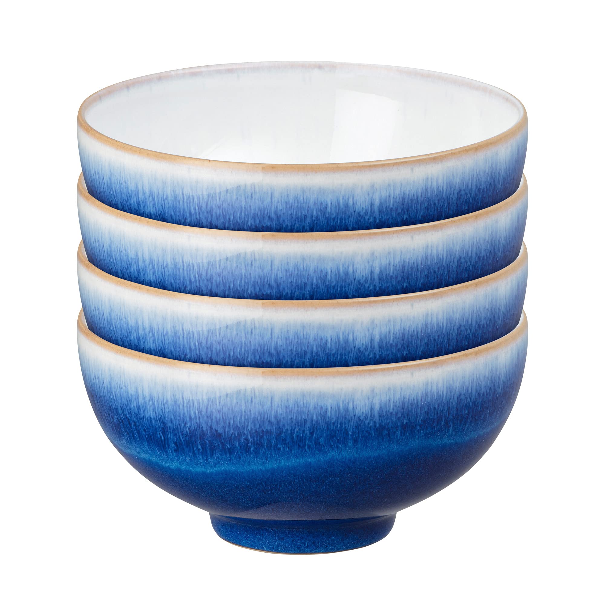 Denby Blue Haze Rice Bowls – Set of 4 Handcrafted Ceramic Stoneware