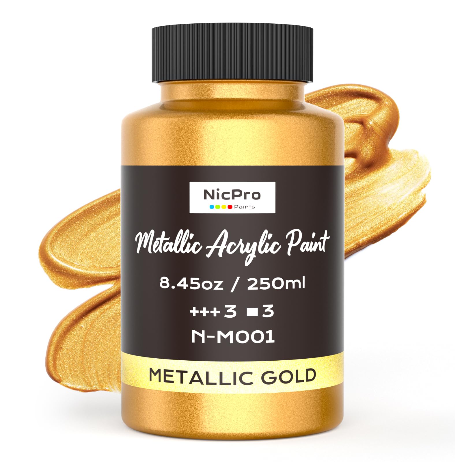 Nicpro Metallic Gold Acrylic Paint – 250ml Non-Toxic Multi-Surface
