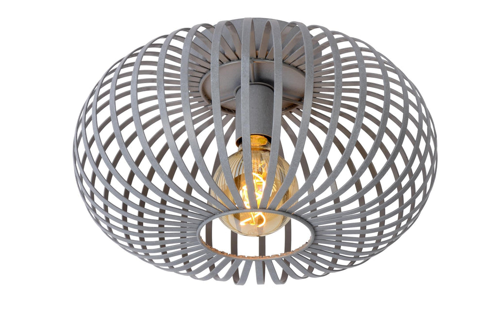 Lucide Manuela Flush Ceiling Light – 39.5cm Grey Metal Fixture
