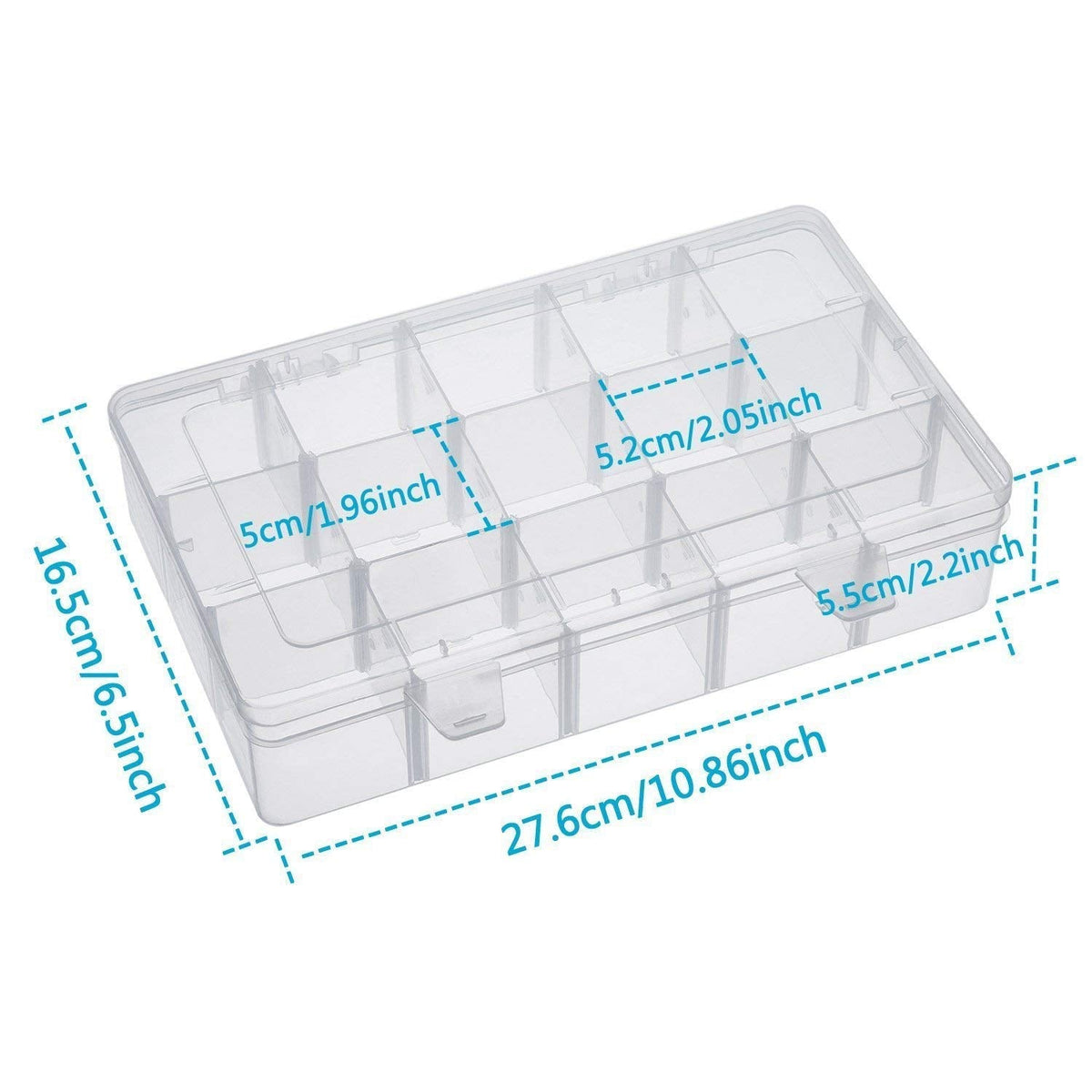 easybuy 15-Compartment Crafts Storage Box, Clear Adjustable Jewelry Bead Organizer Box Storage Container Case - image 3