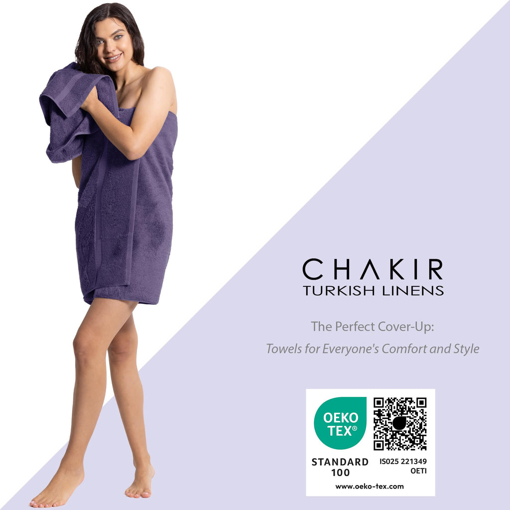 Chakir Turkish Linens | Hotel & Spa Quality 100% Cotton Premium Turkish Towels | Soft & Absorbent 8-Piece Towel Sets, Plum