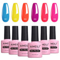 AIMEILI Neon Gel Nail Polish Set - 6 Colors UV LED Summer Manicure Kit