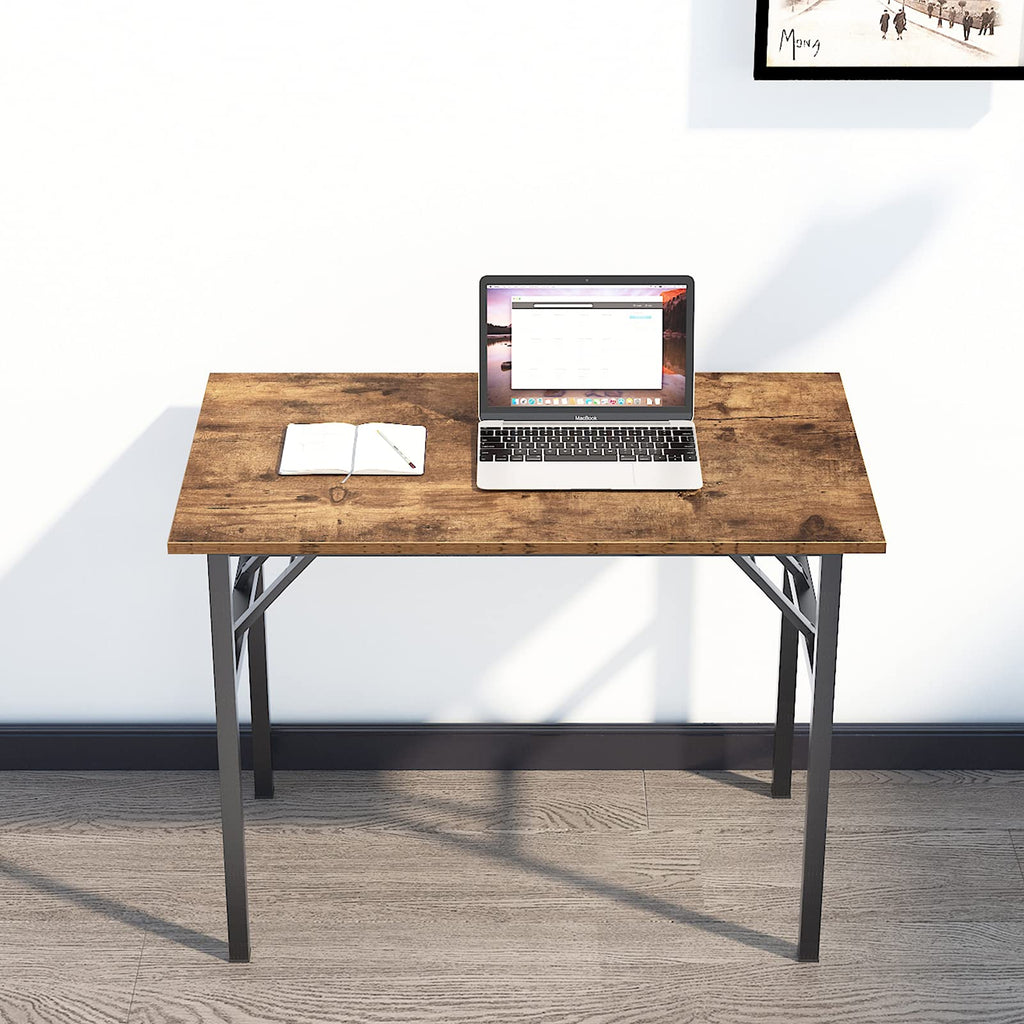 sogesfurniture Folding Table Office Study Writing Desk Computer PC Laptop Table Workstation Dining Gaming Table, No Install Needed, 100x60x75cm - image 2
