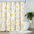 AIBIIN Beige Daisy Shower Curtain | Waterproof Polyester Floral Decor