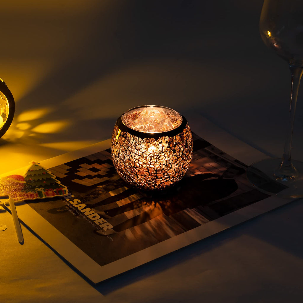 Larcenciel Mosaic Glass Candle Holder – Handmade Votive Set for Home Decor
