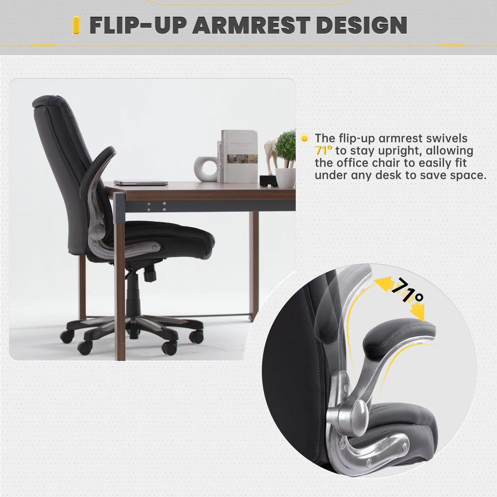 COLAMY Big and Tall Office Chair 400lbs, PU Leather Executive Office Chair for Heavy People - image 4