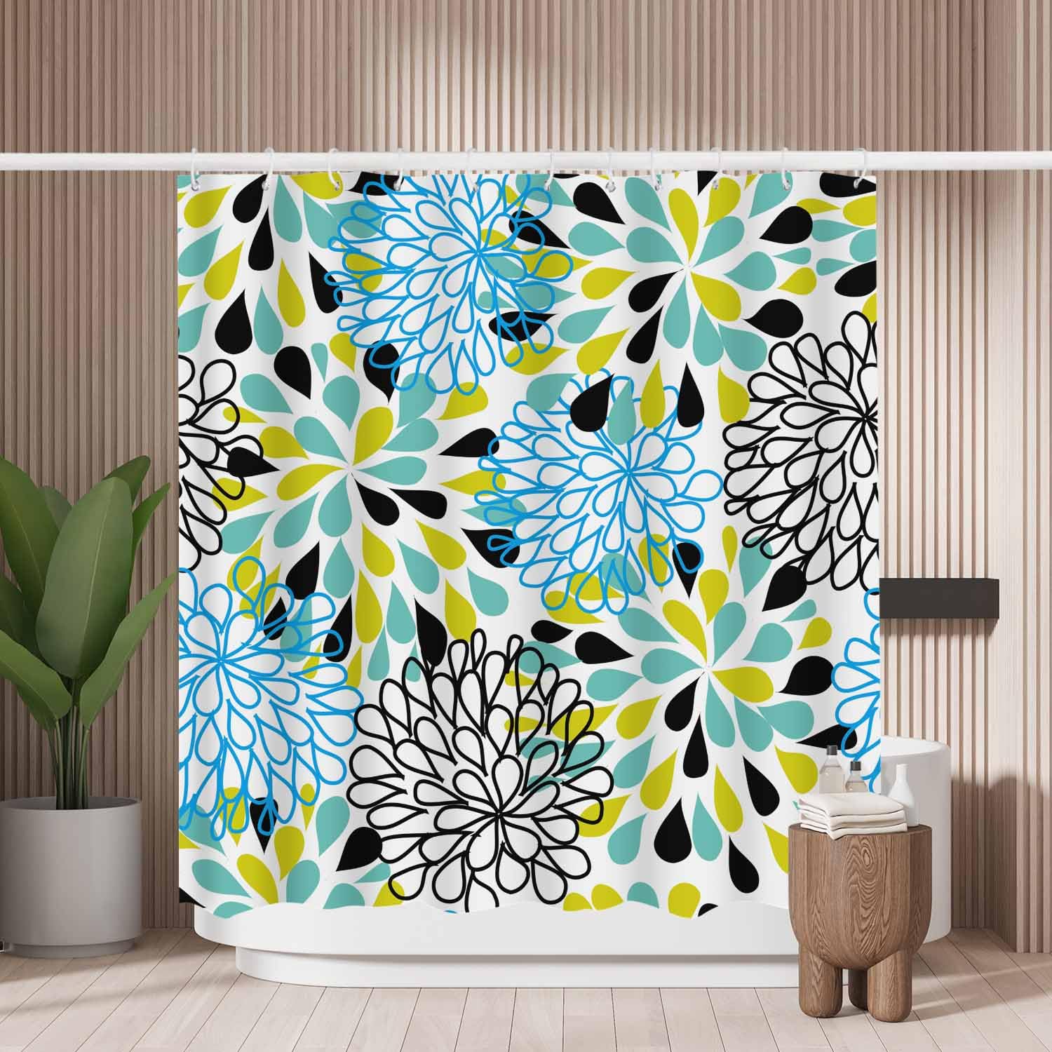 Floral Shower Curtain – Mold Resistant Waterproof Polyester
