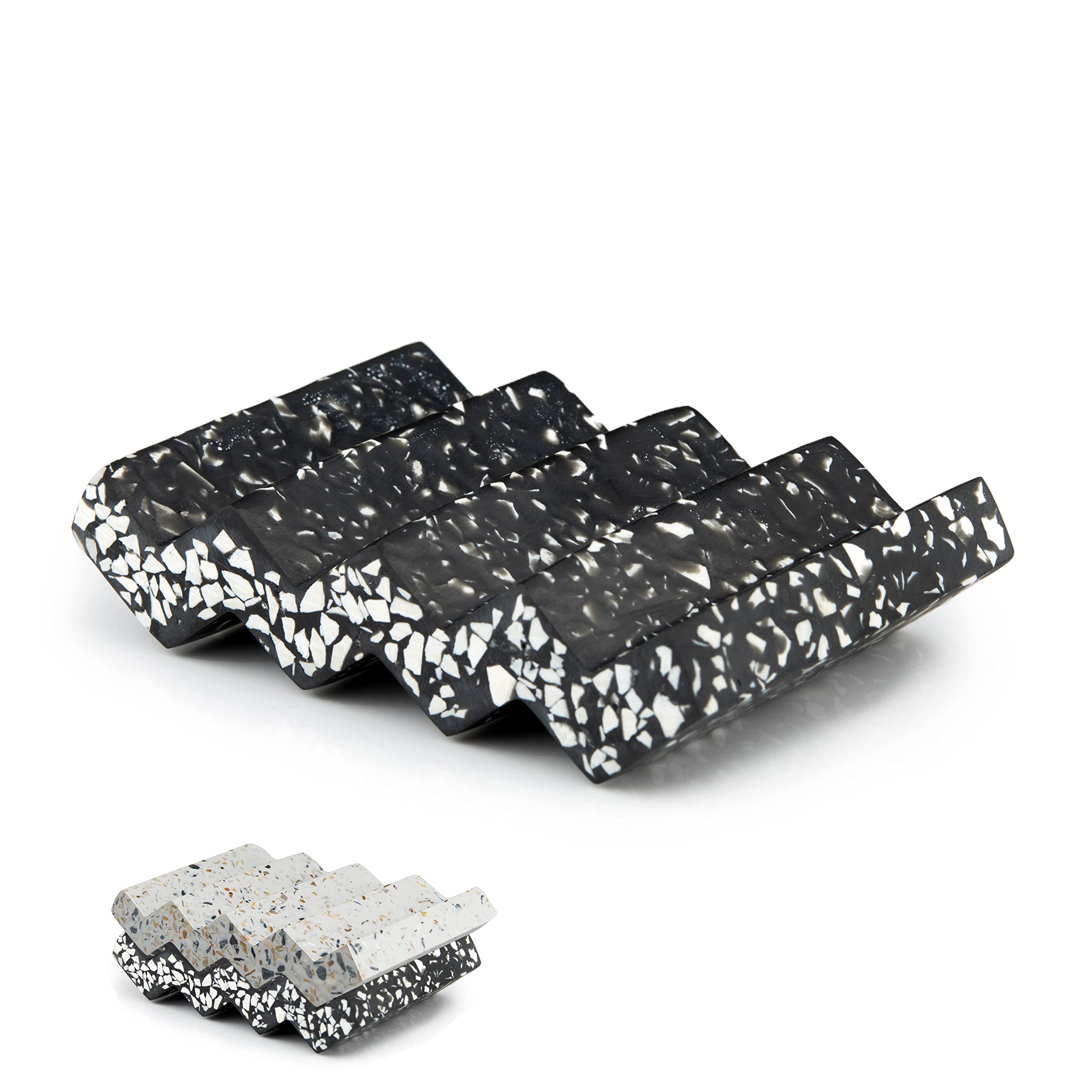 Tapeera Terrazzo Stone Soap Dish – Self-Draining Jesmonite Soap Saver