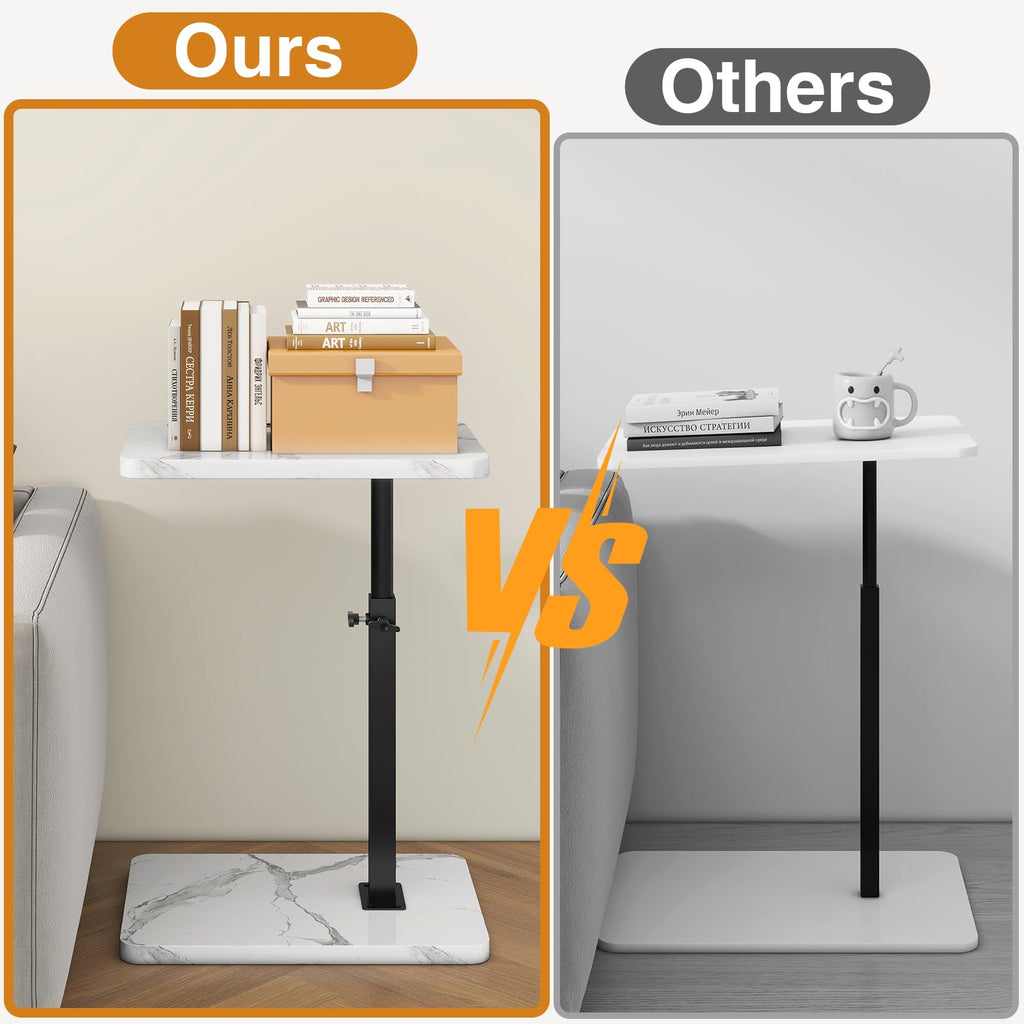IBUYKE C Shaped Side Table,Height Adjustable,White with Black TVT003BW - image 5