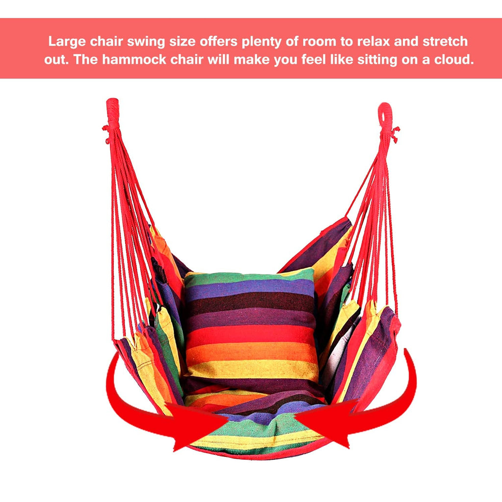 Hommtina Hammock Chair – Boho Cotton Hanging Rope Swing, 300 Lbs Capacity