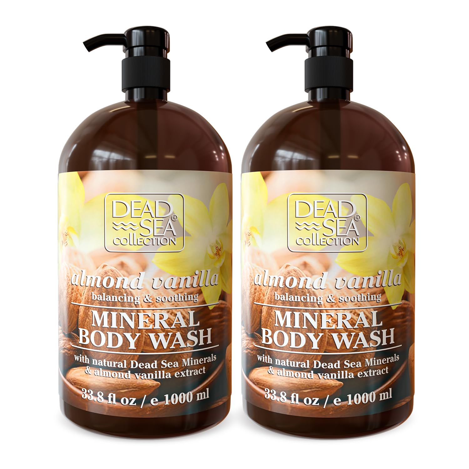 Dead Sea Collection Almond Vanilla Body Wash - Hydrating Shower Gel 2-Pack