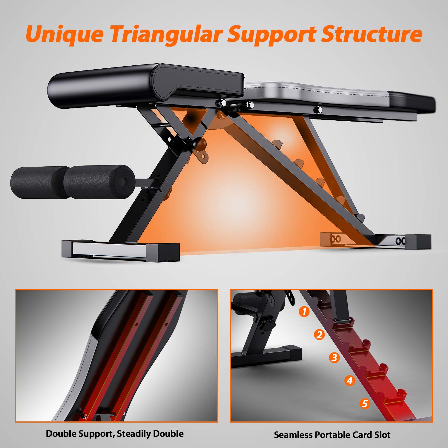 WINNOW Adjustable Weight Bench | Foldable Incline Decline Flat Bench