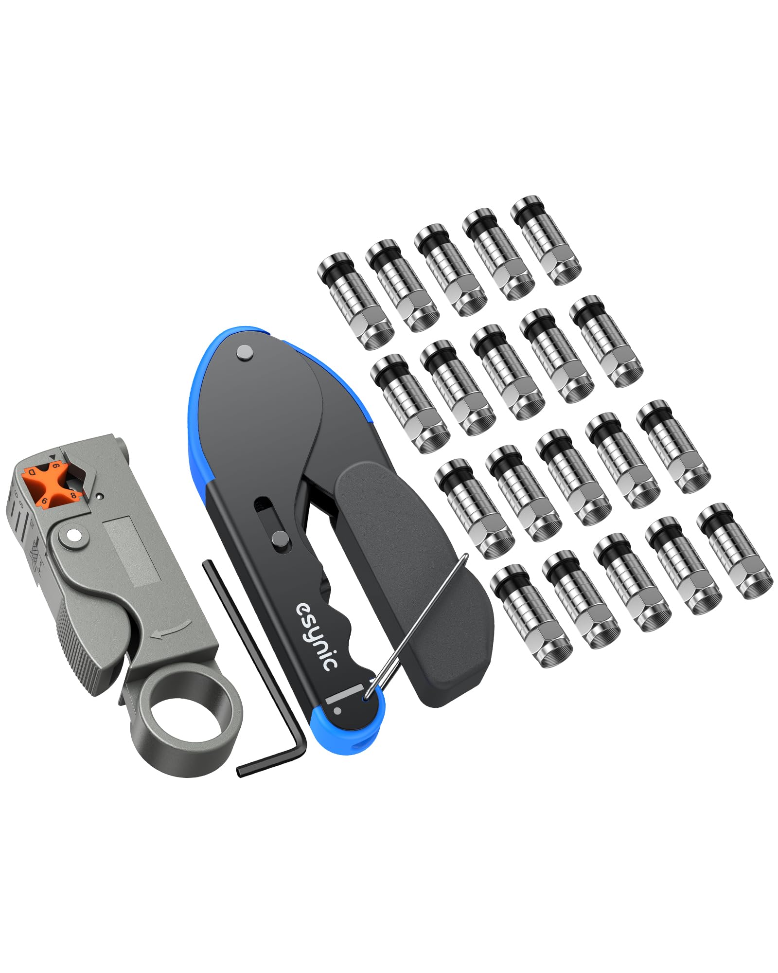 eSynic Coax Crimping Tool Kit for RG6 RG59 with 20 F-Type Connectors