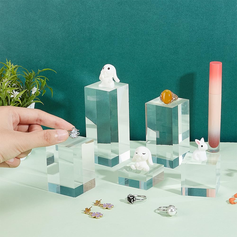 BENECREAT 5Pcs Clear Acrylic Cube Display Block, 2/4/6/8/10cm Solid Display Pedestal Stands for Gem Jewelry Display Pop Figures Cosmetic Showing - image 3