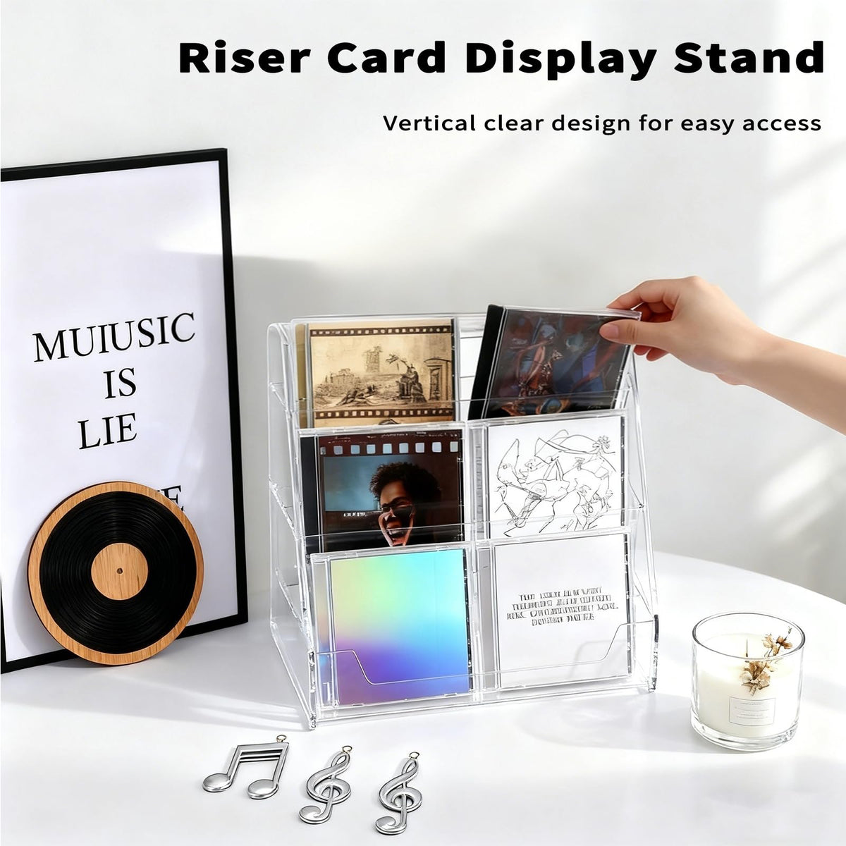 JWShang Card Display Stand, 5-Tier Clear PET Rack for Graded Cards, 2 Pack - image 2