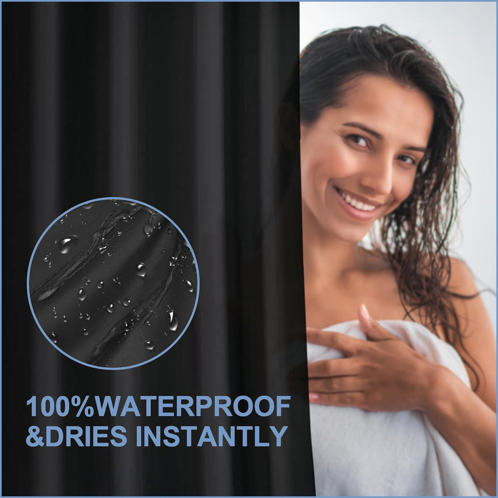 ECO Mould Proof Shower Curtain 180x180cm, Solid Grey-Blue PEVA Waterproof Heavy Duty With 3 Magnets, 12 Plastic Hooks - image 5