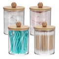 SUMTree 4 Pcs Apothecary Jars Cotton Ball & Swabs Holder with Lids, Clear - image 1