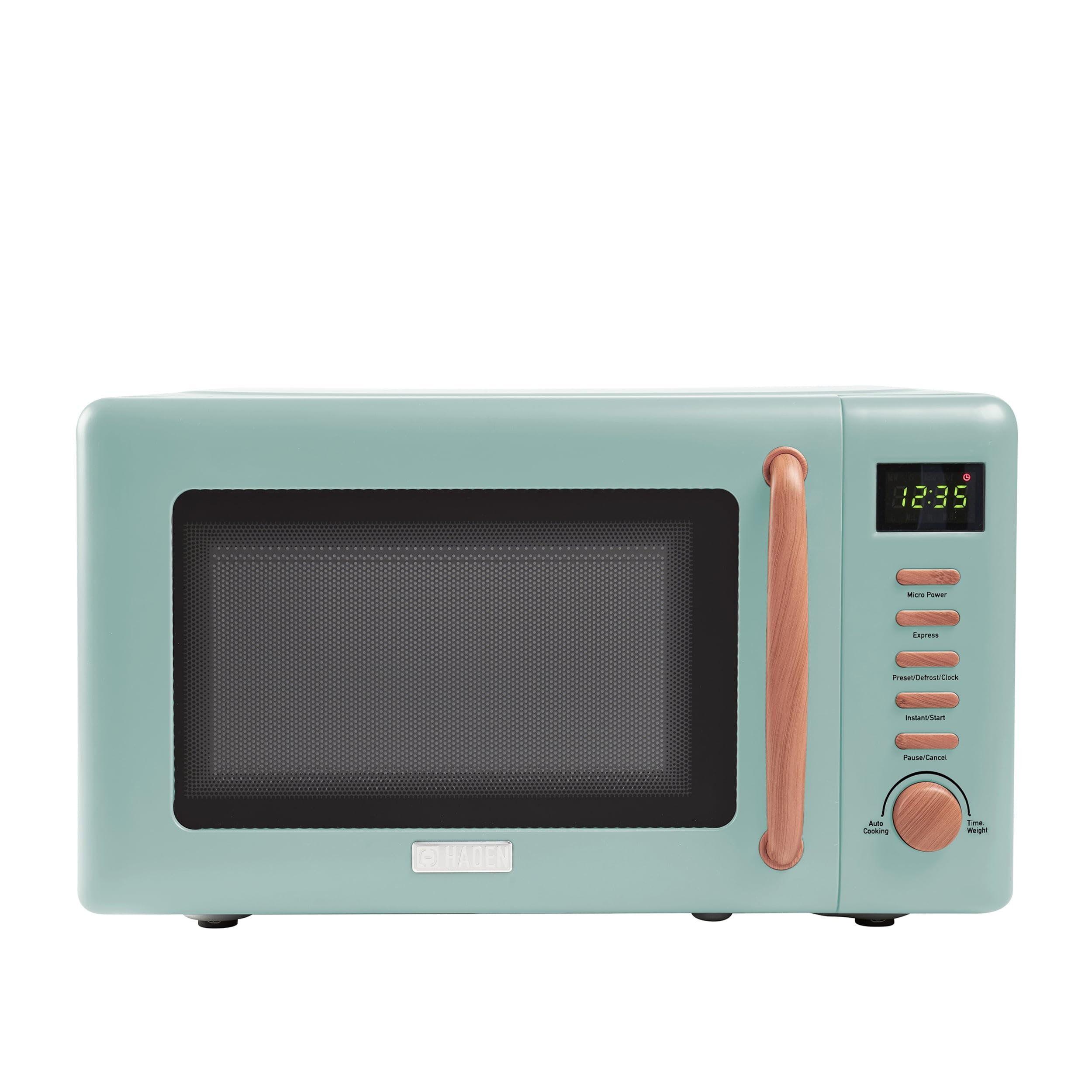 Haden Dorchester 20L Digital Microwave – 800W Green & Wood Effect
