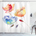 ABAKUHAUS Watercolor Flower Shower Curtain | Retro Fabric Bathroom Decor