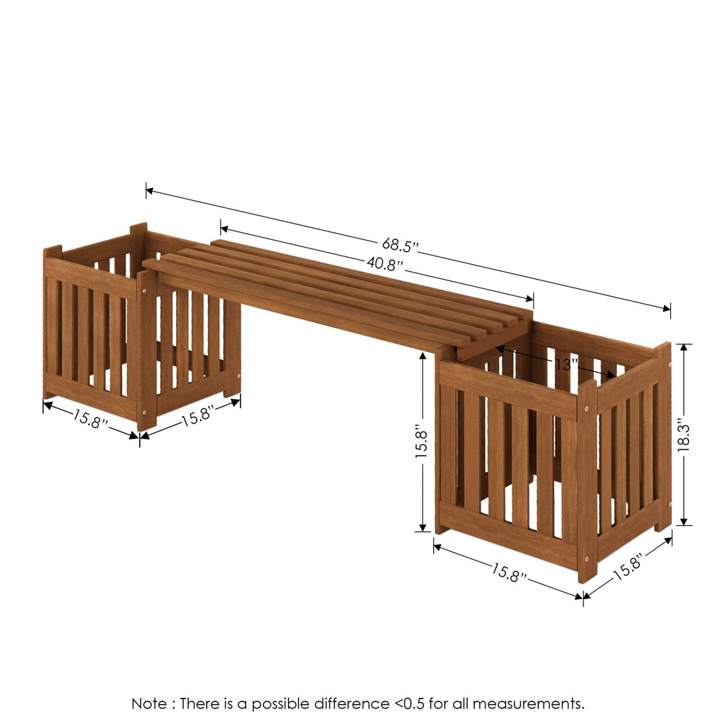 Furinno Outdoor Planter Box with Seater – Meranti Wood Garden Bench