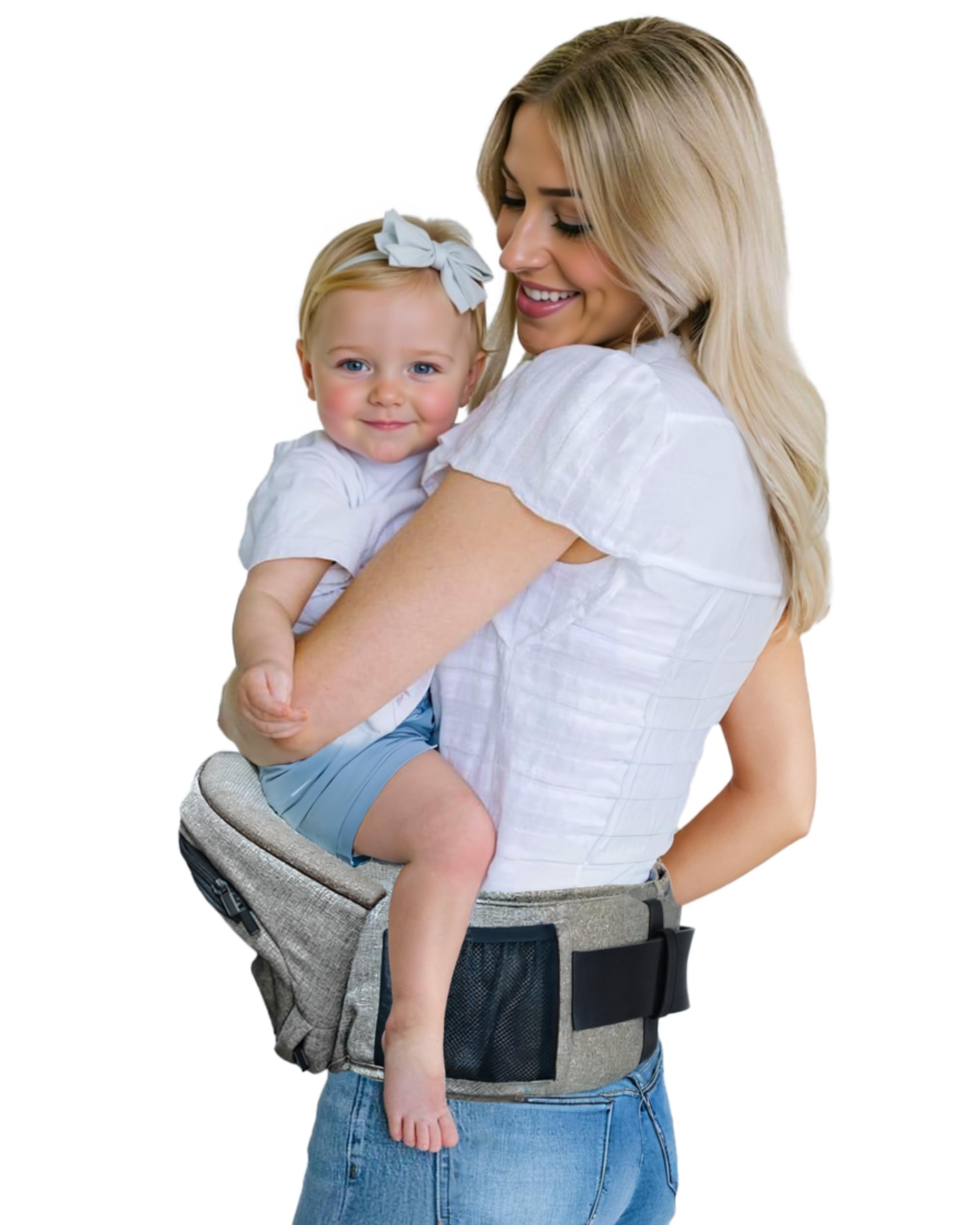 Pandanling Ergonomic Baby Hip Seat Carrier with Extender - Grey