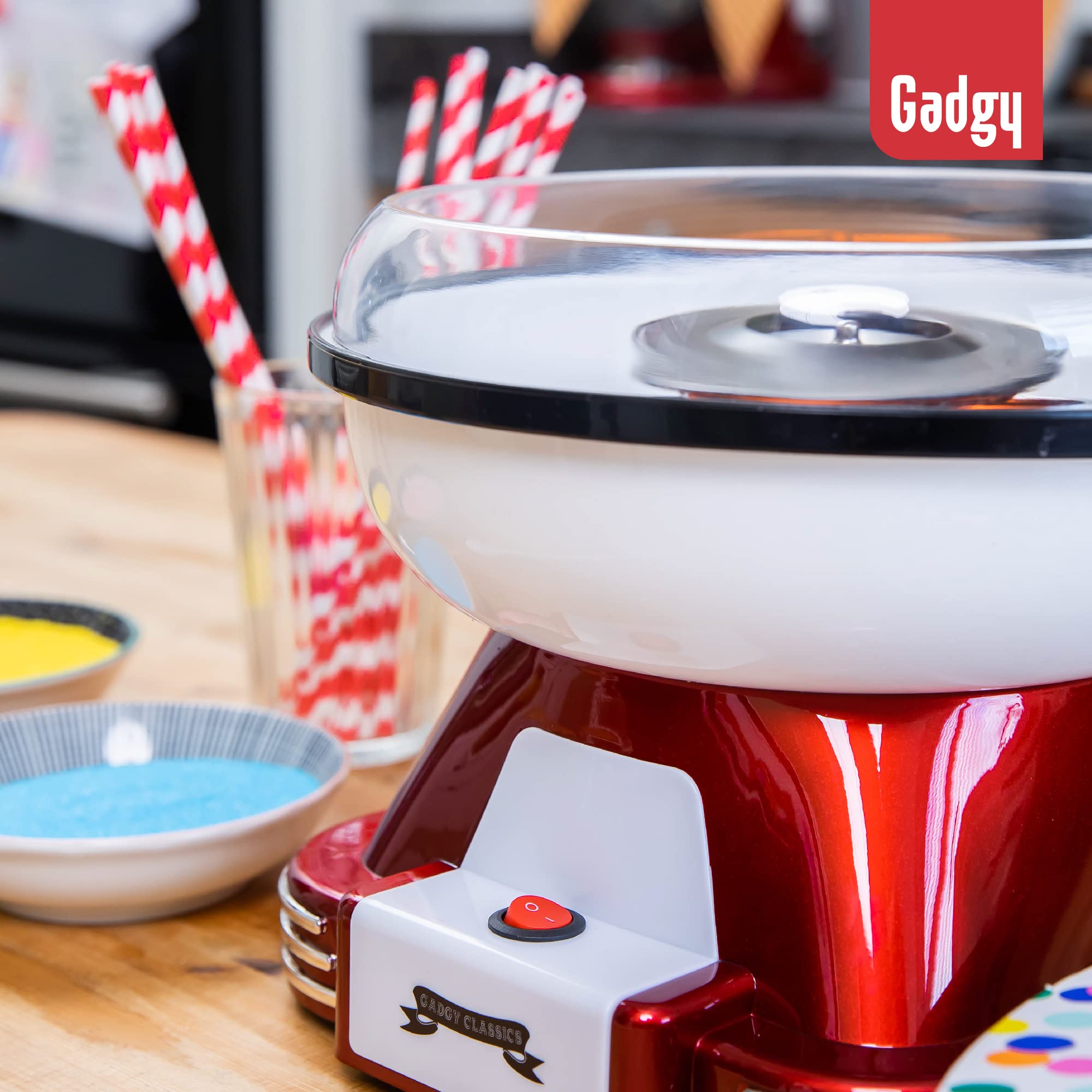 Gadgy Retro Candy Floss Machine - 500W Cotton Candy Maker with 10 Sticks