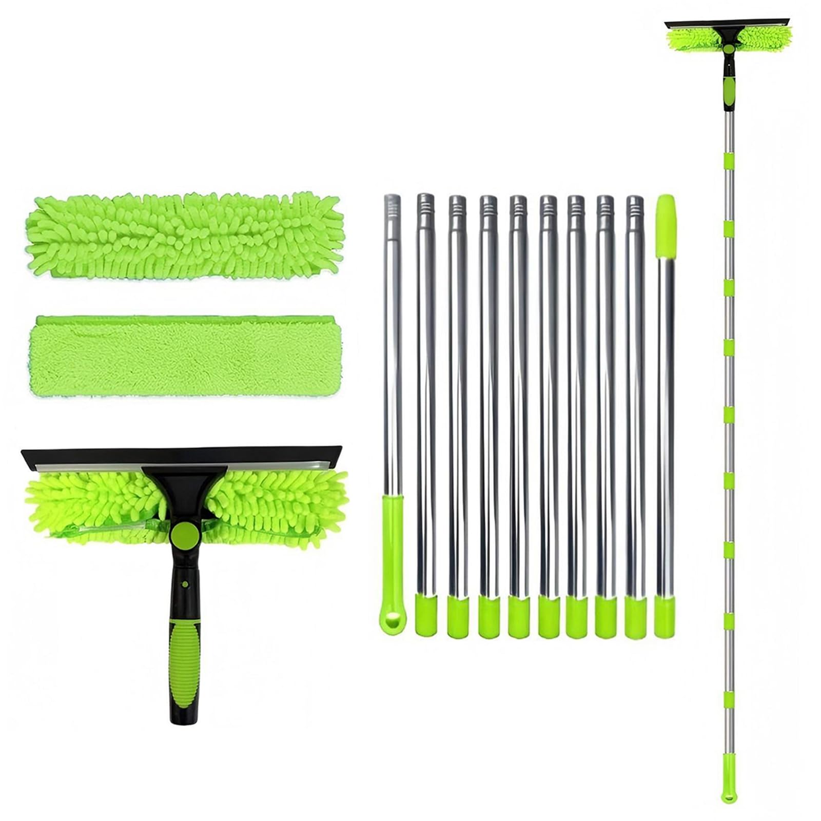 DSXVJHD 4.5m Telescopic Window Cleaning Kit with Squeegee & Microfiber