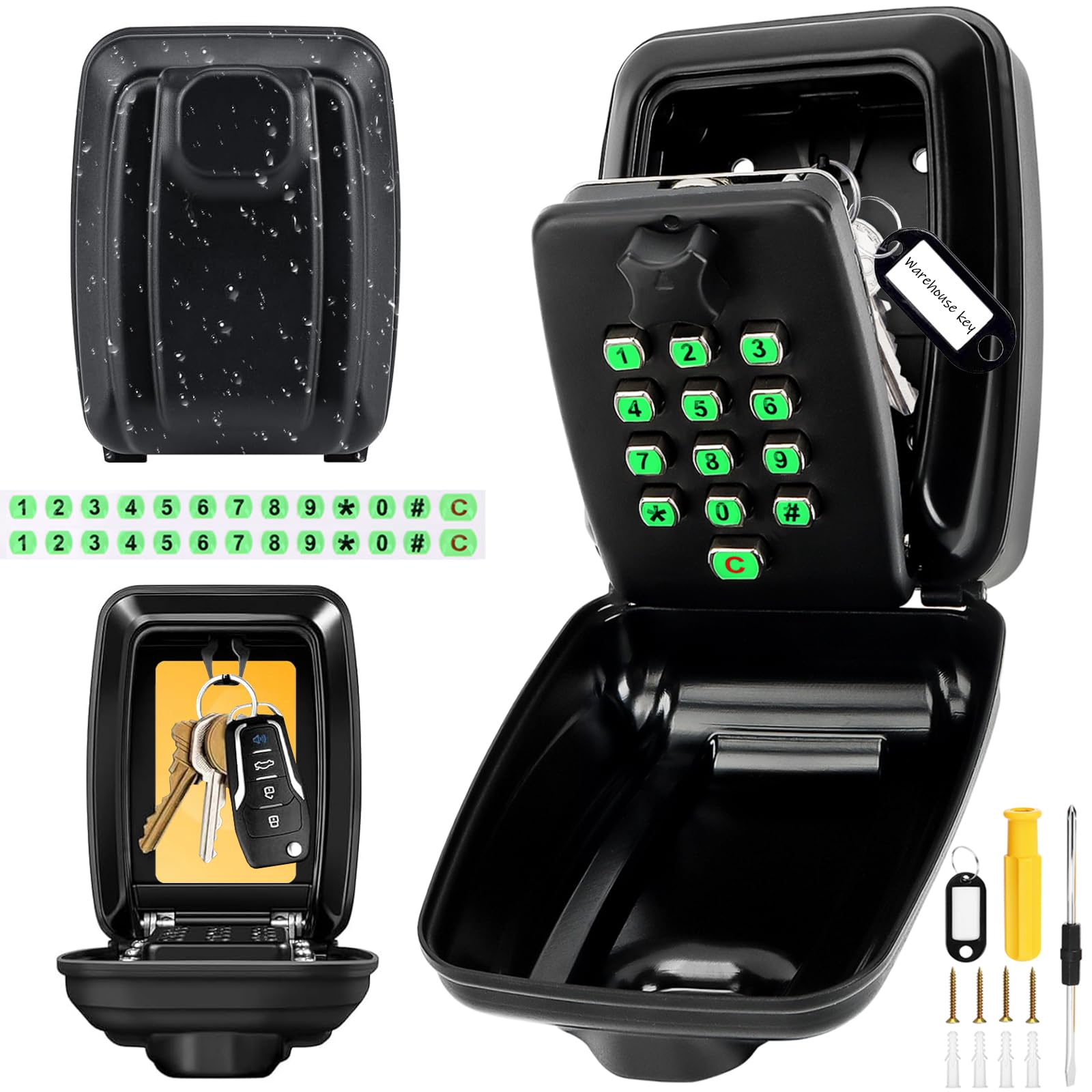 Jolof Store Wall Mounted Key Safe – Waterproof 12-Digit Lock Box