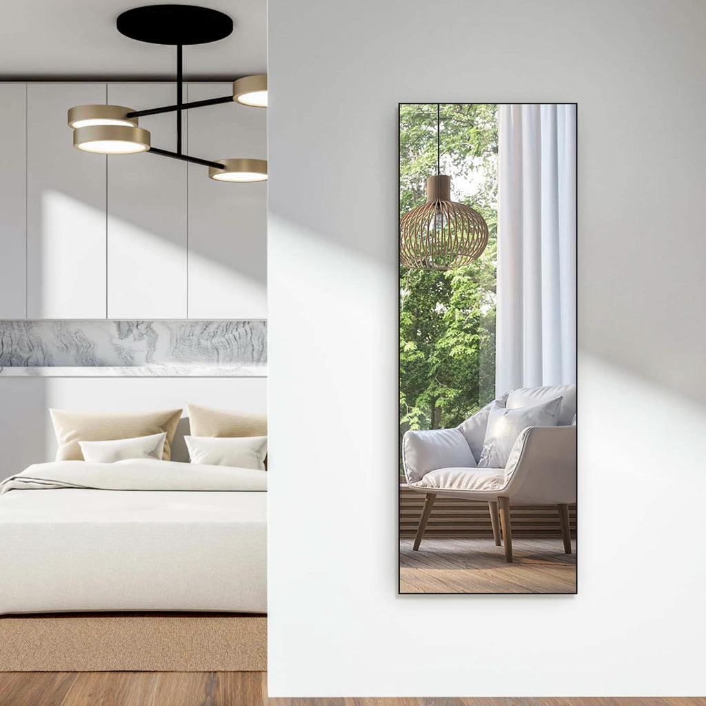 HORLIMER Full Length Mirror | 65x24 Black Frame Shatterproof Floor Mirror