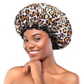 mikimini Reusable Shower Cap – Leopard Print Waterproof Double Layer