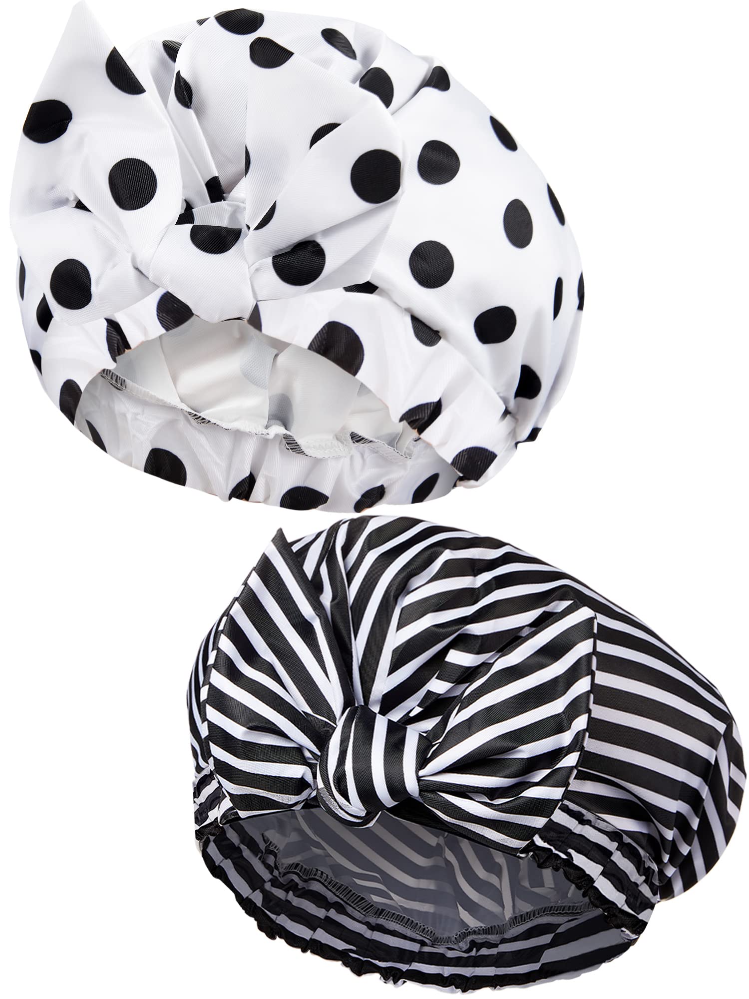 Waterproof Shower Caps – 2 Pack Reusable Nylon Hair Caps