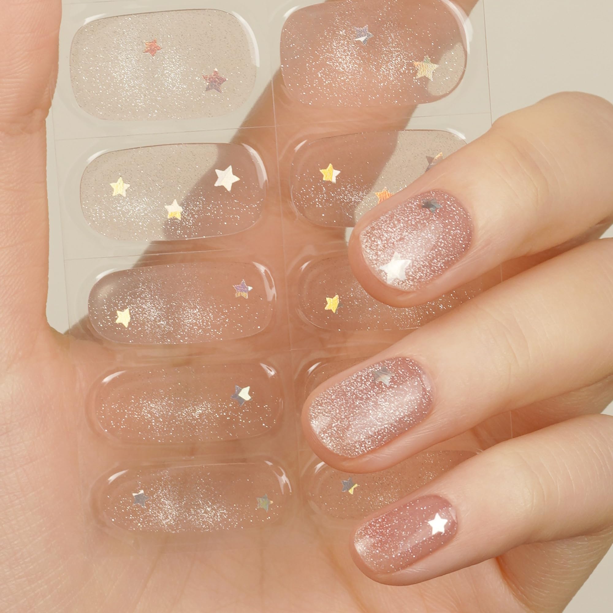 DANNI & TONI Semi Cured Gel Nail Wraps – Cat Eye Shooting Stars (28 Pcs)
