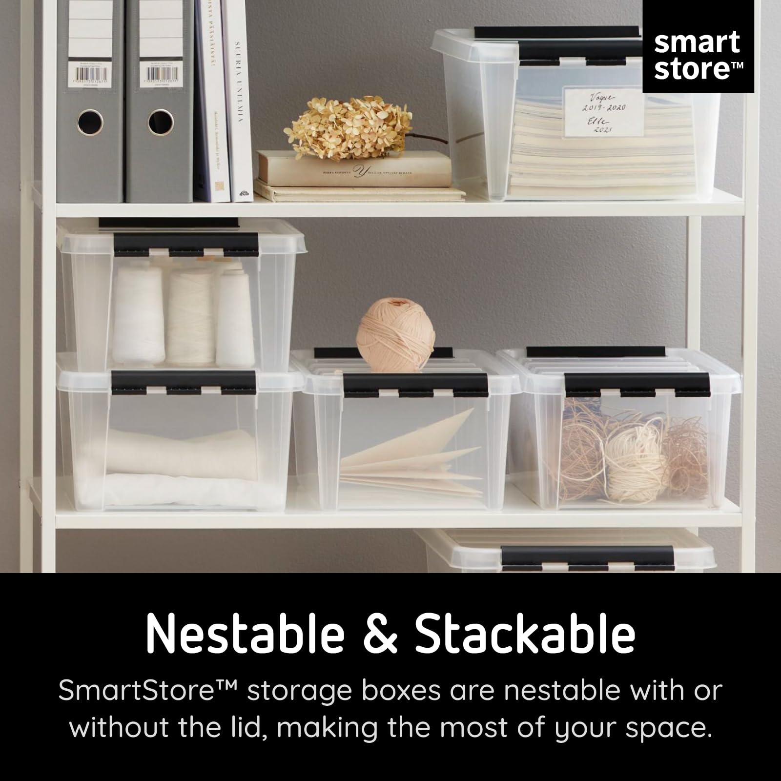 SmartStore 32L Clear Plastic Storage Boxes | 3 Pack Stackable Food Safe