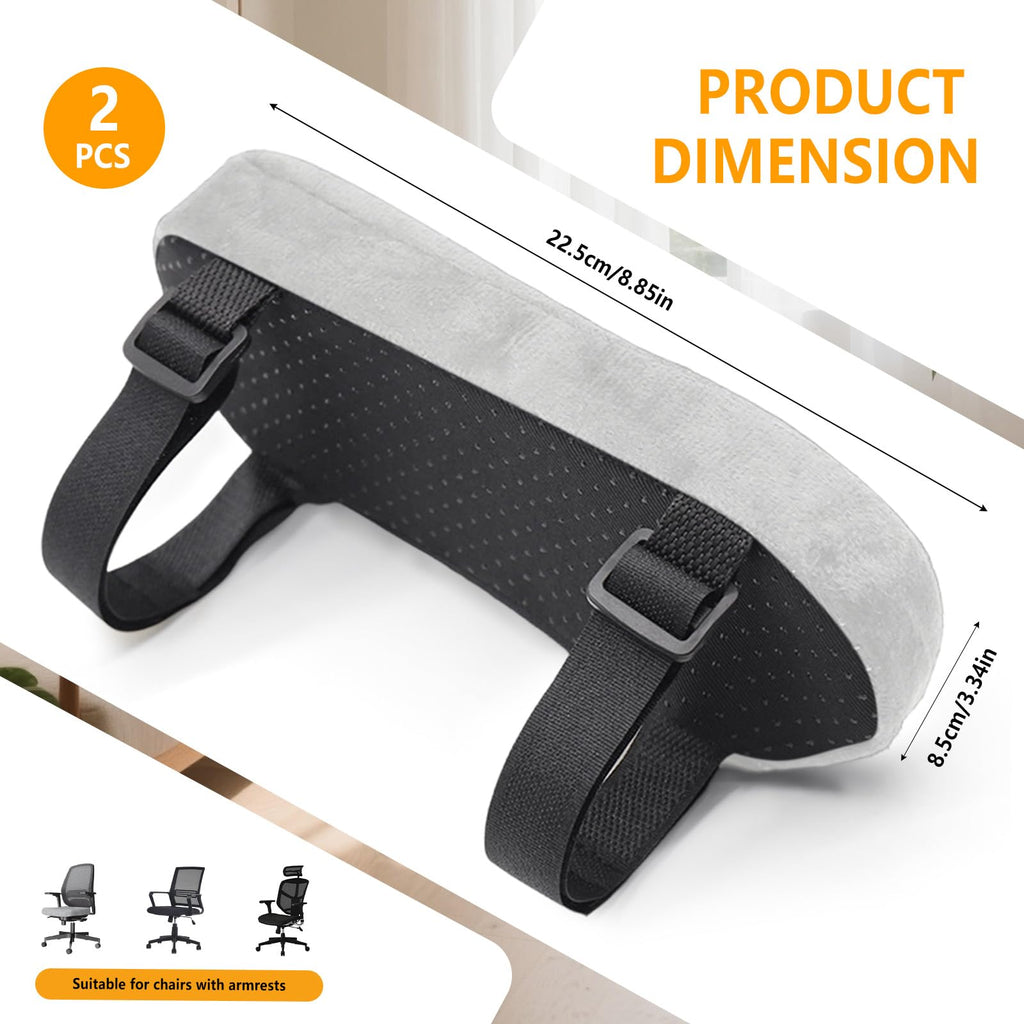 Fatiya Set of 2 Soft Memory Foam Office Chair Arm Covers,Wheelchair Armrest Pads for Elbow & Forearm Pressure Relief - image 2