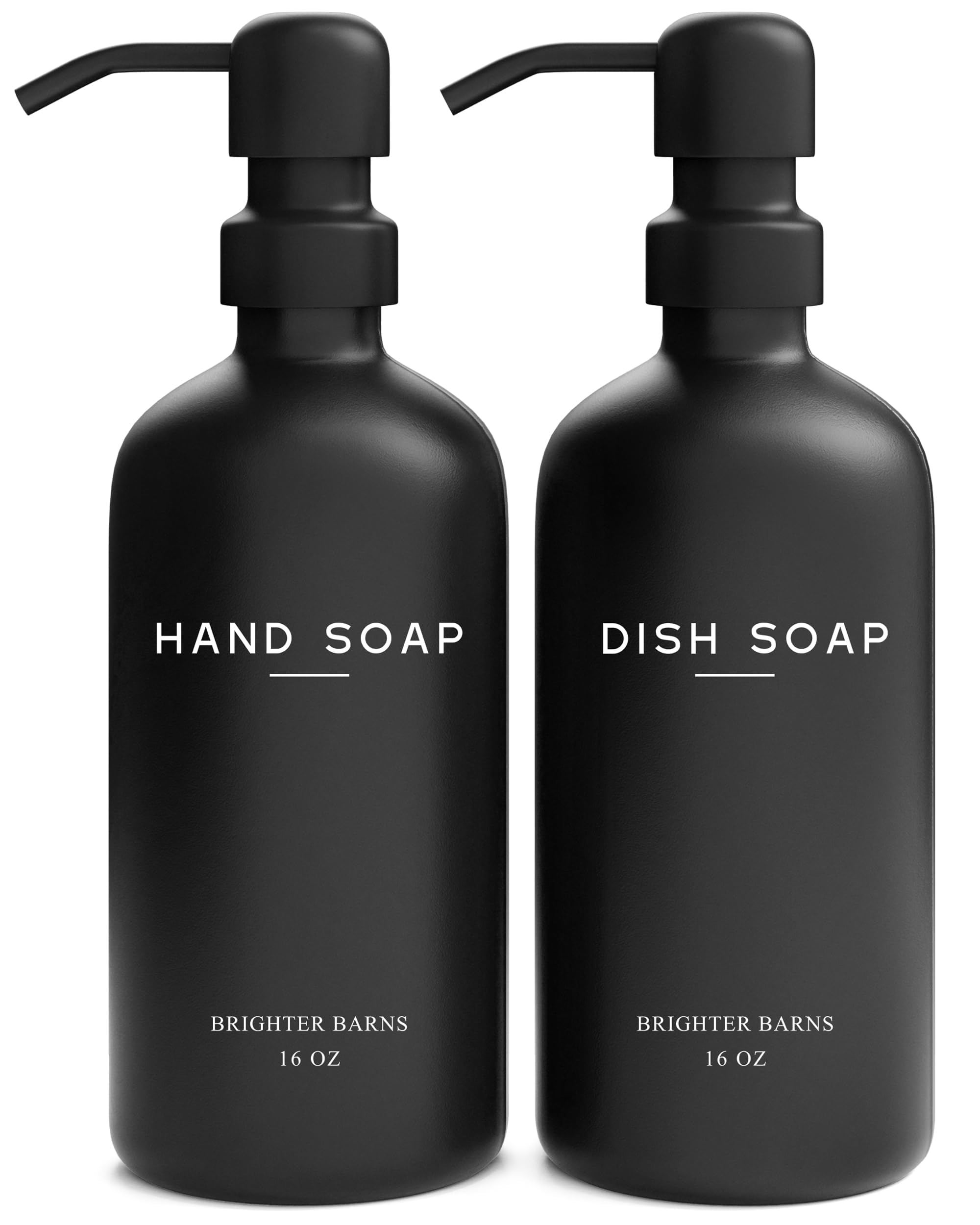 Brighter Barns Glass Soap Dispenser Set – Black Farmhouse Kitchen Decor