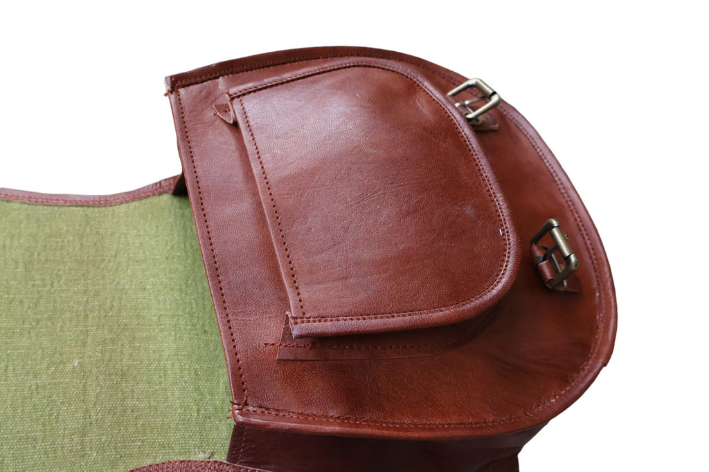 Jolof Store Handmade Goatskin Leather Motorcycle Saddlebags – Set of 2