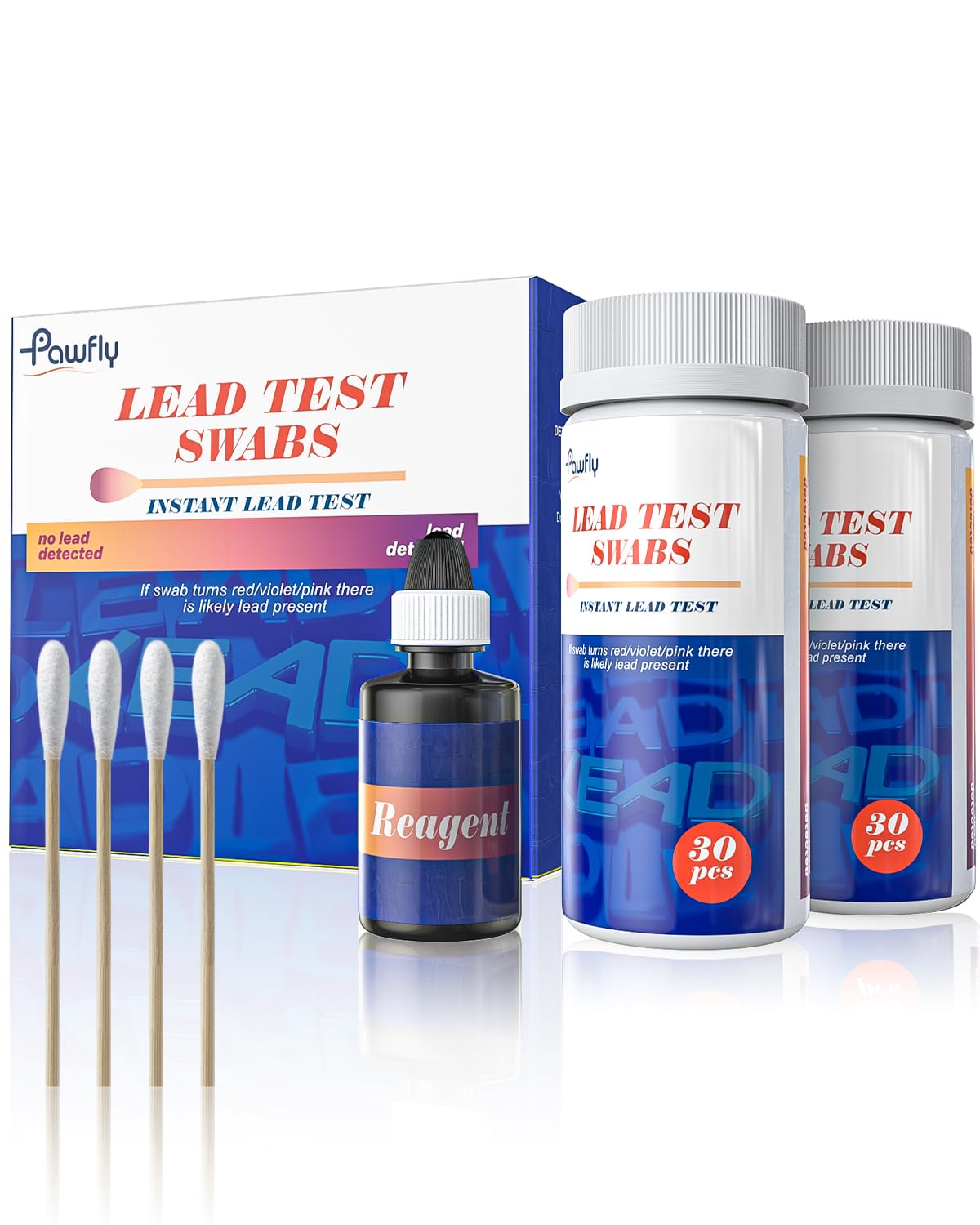 Pawfly Lead Test Kit - 60 Rapid Home Lead Swabs for House Surfaces