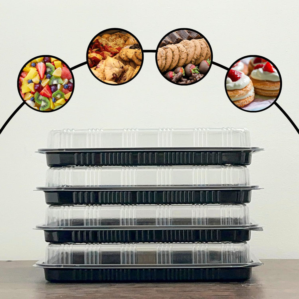 Zumart 25 Pack Sandwich Platter Trays with Lids – Reusable Catering Trays