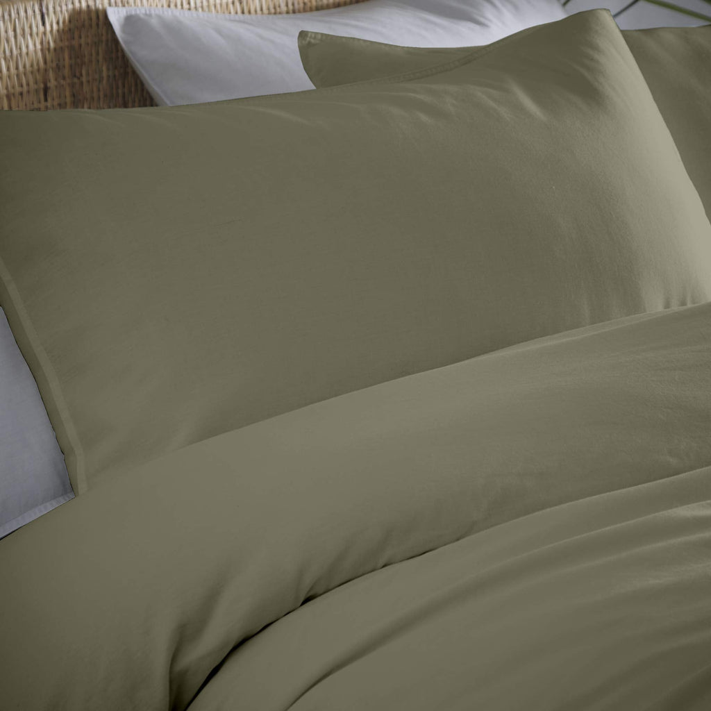 Appletree Dark Green 100% Cotton Duvet Cover Set | Super King Bedding