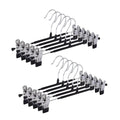 CRIFLOMAR Universal Hangers with Clips, 10 Pieces, 30 cm, Metal Hangers for Trousers and Skirts, Space Saving Black