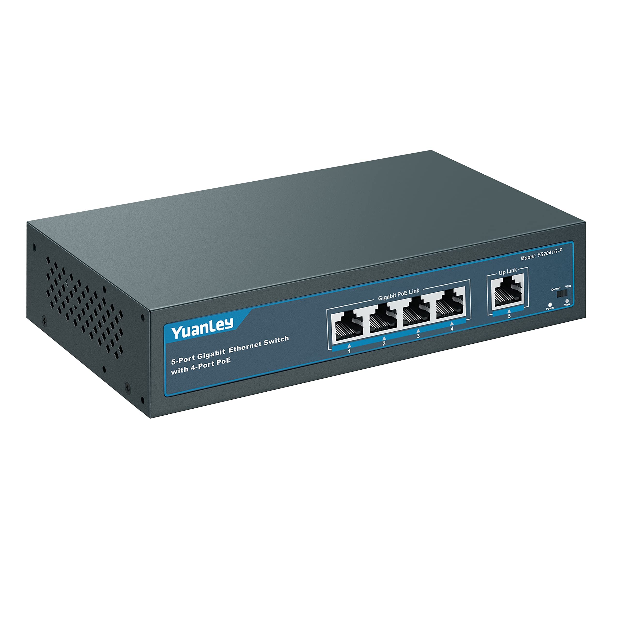 YuanLey 5 Port Gigabit PoE Switch | 4 Port PoE+ 78W Unmanaged Metal