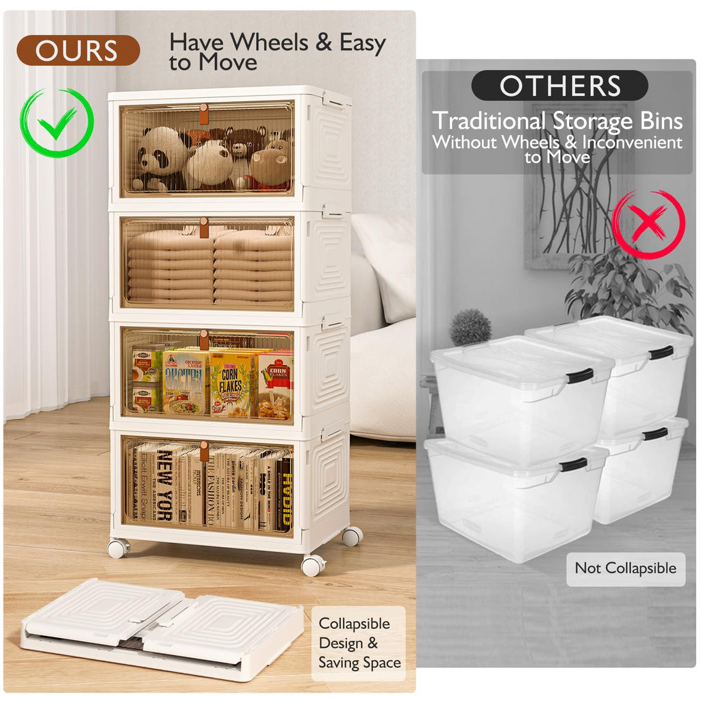 SavvyStor 4-Tier Stackable Storage Boxes | Foldable Plastic Organiser