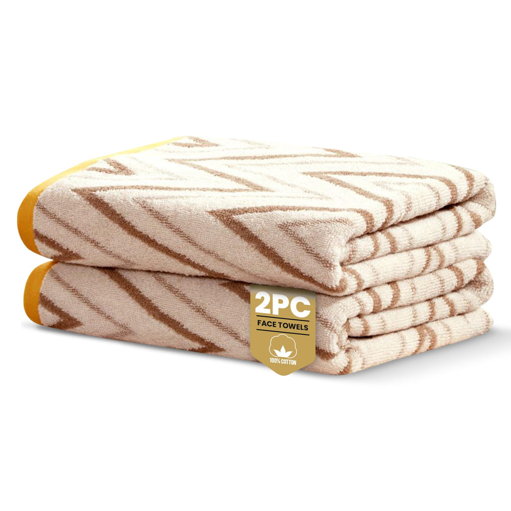 Rapport Home Helix Face Towels 2 Pack | Natural | 30x30cm | Luxurious 500GSM 100% Cotton | Oeko-Tex Certified Soft & Absorbent - image 1