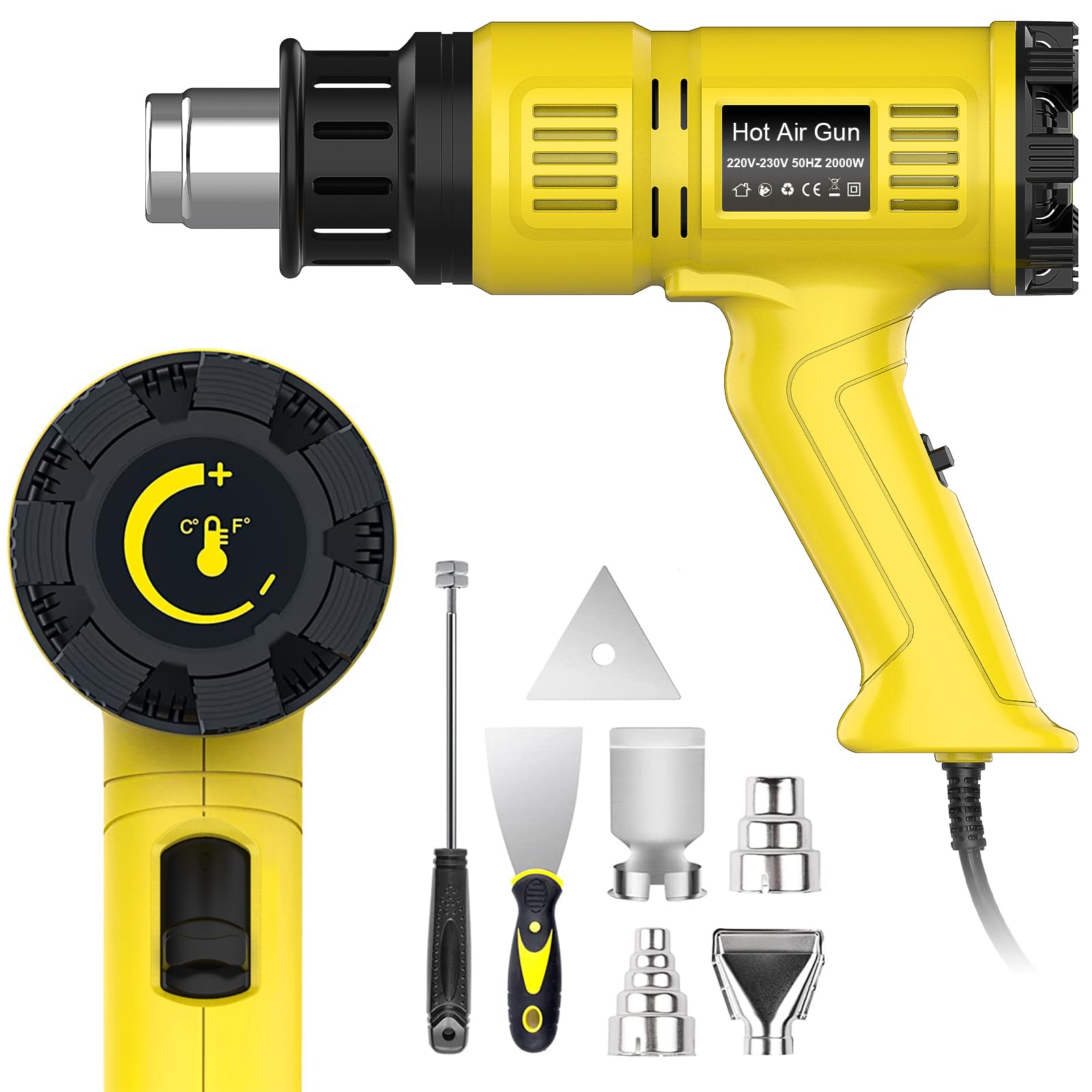 STEUGO 2000W Professional Heat Gun - Variable Temp with 7 Accessories