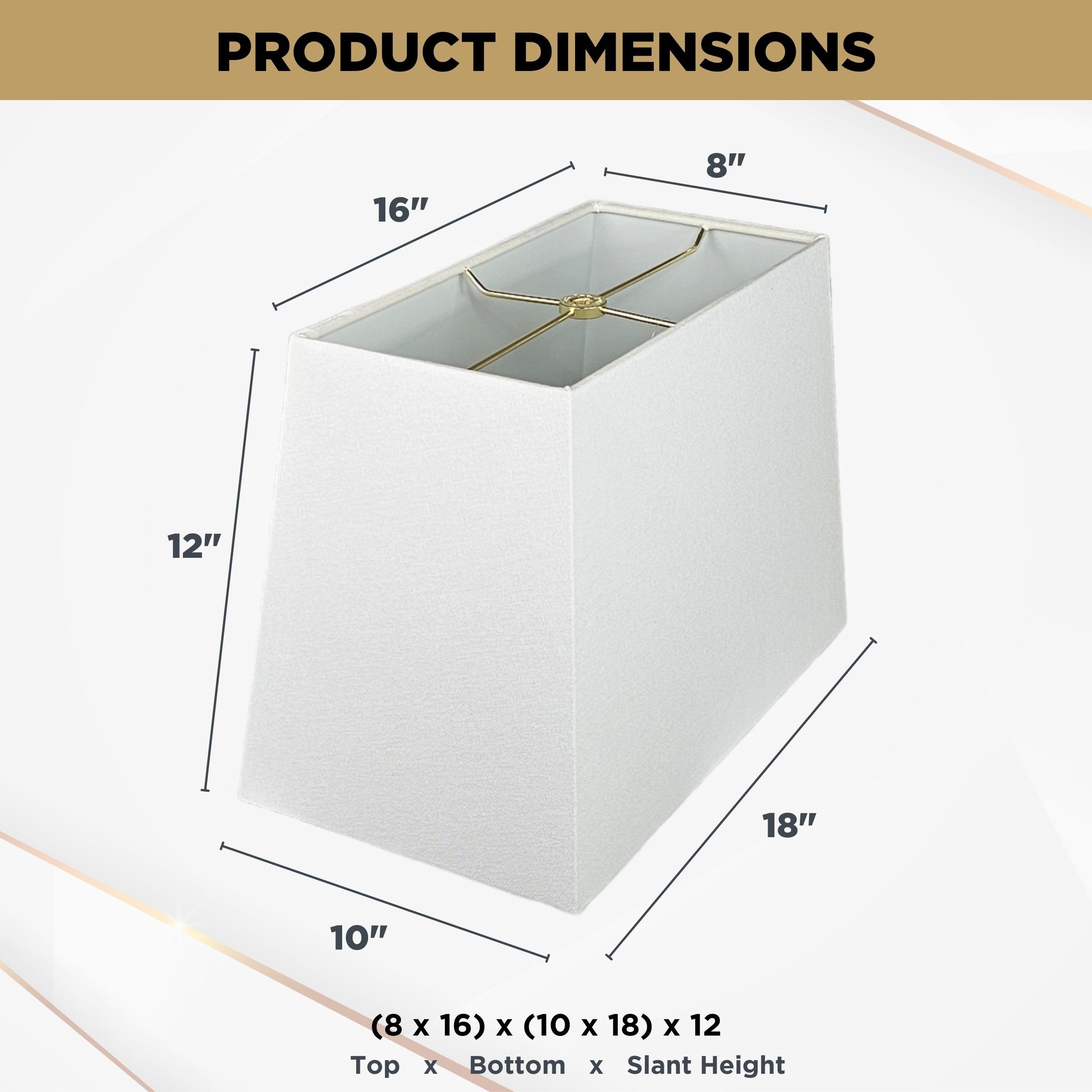 Royal Designs Rectangle Hardback Lamp Shade | Linen White | 10 x 18 x 12