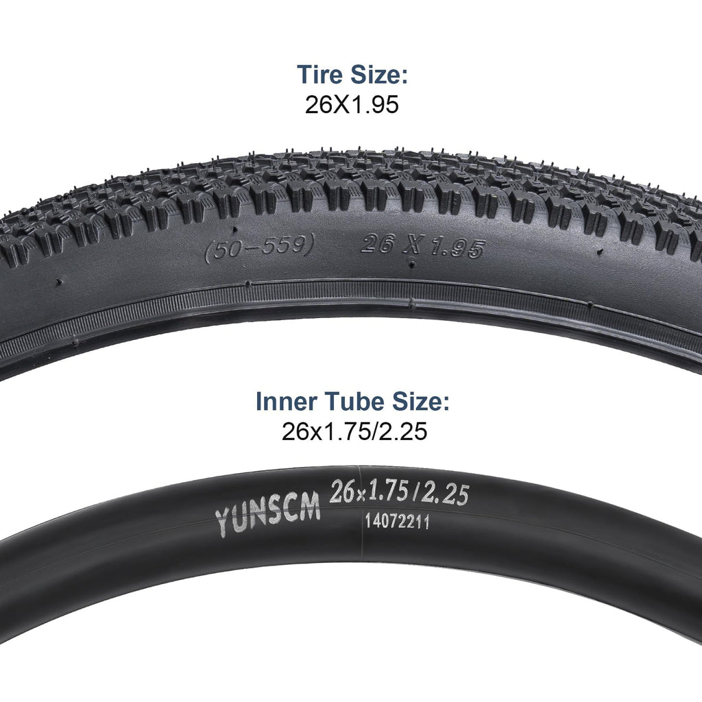 YunSCM 2-Pack 26x1.95 Mountain Bike Tyres and Tubes | Foldable MTB Set